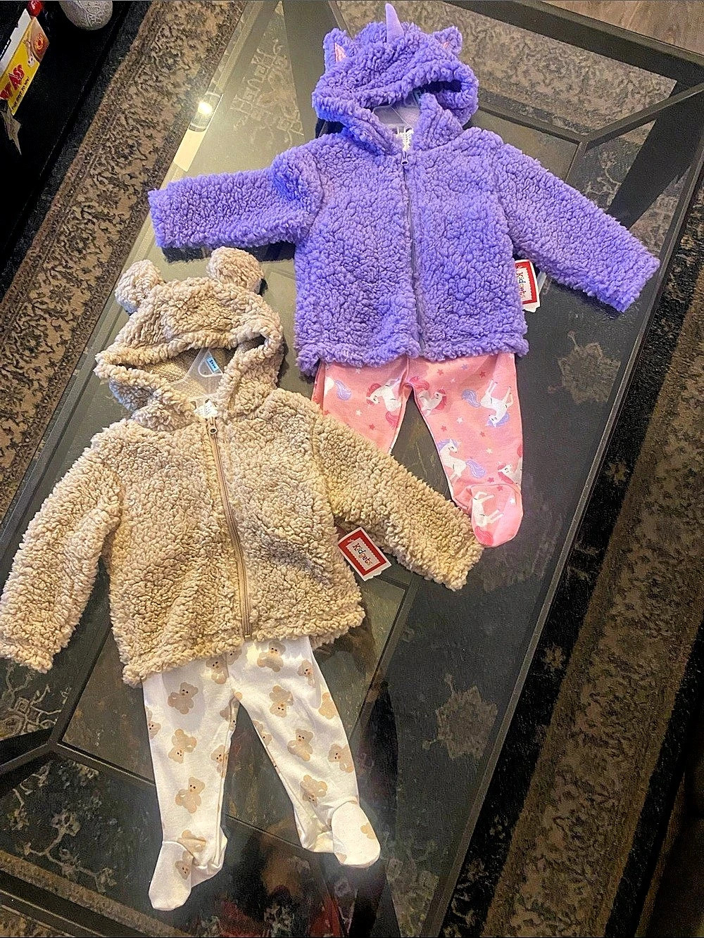 2 Baby outfits. Bear and unicorn